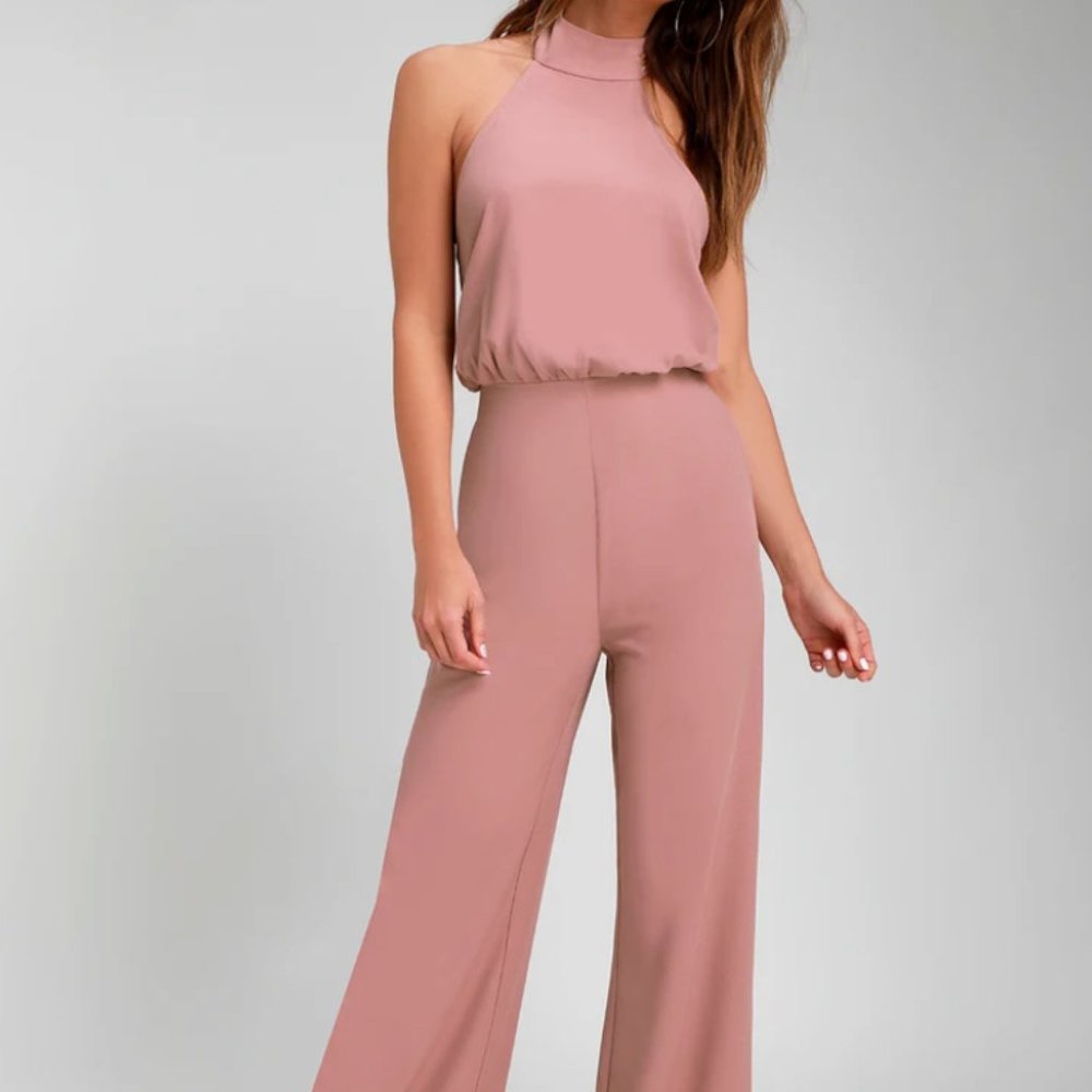 Moment for Life Dusty Pink Halter Jumpsuit